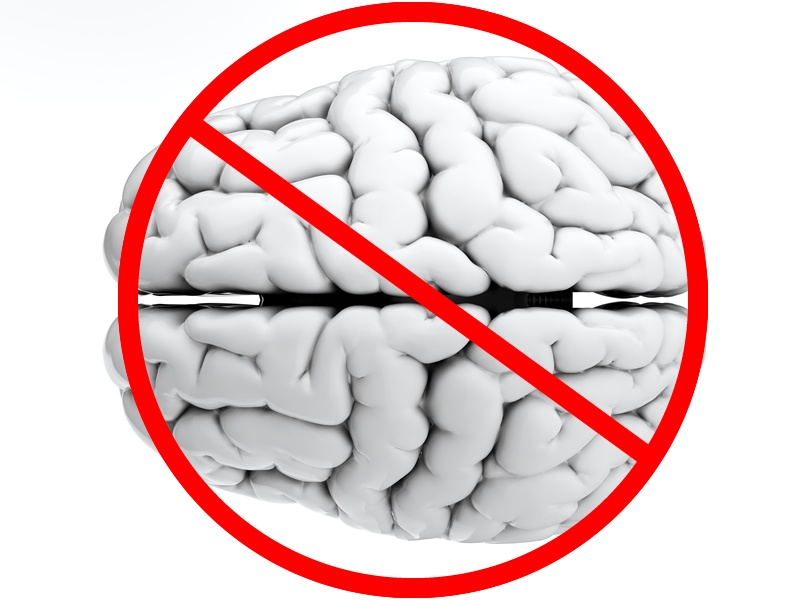 Brain with a no symbol on it