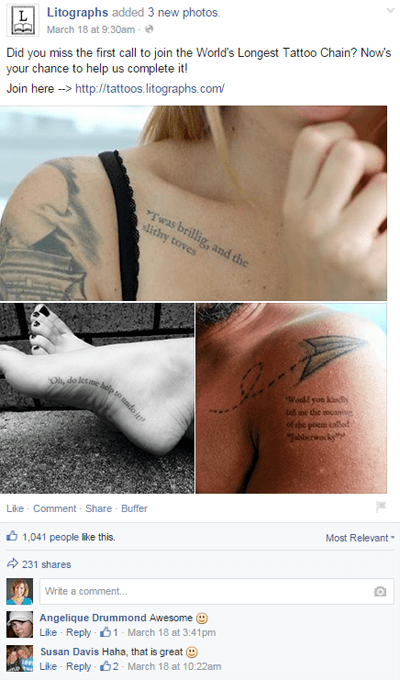 Litographs tattoo chain on Facebook