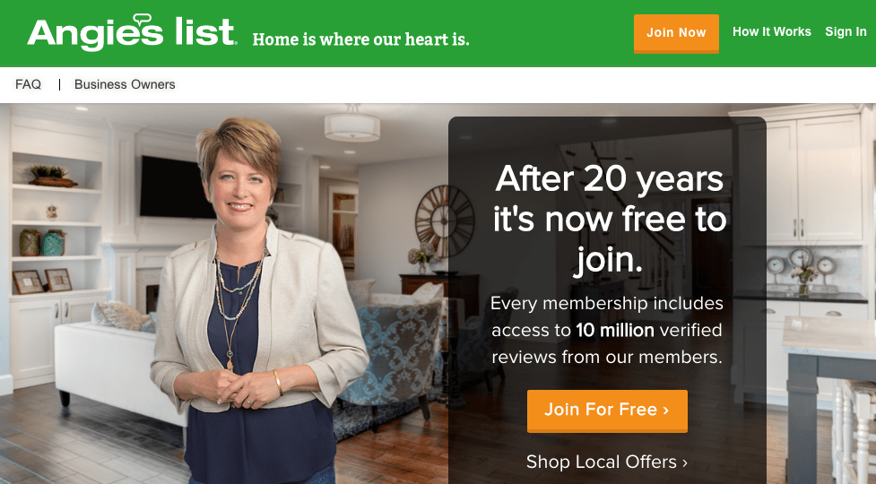 Angieslist.com home page