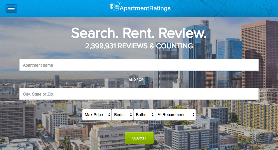 ApartmentRatings.com home page