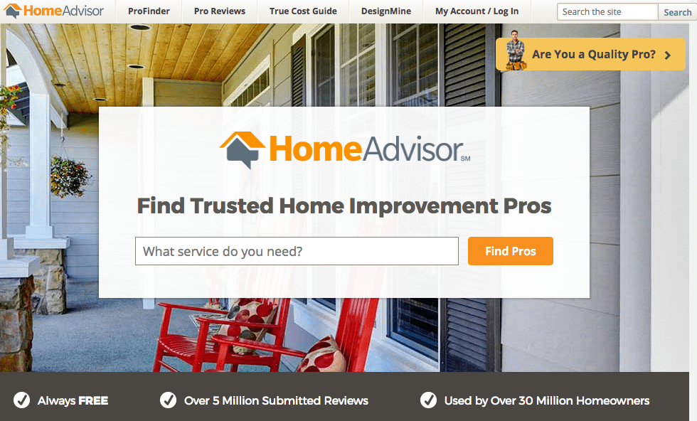 HomeAdvisor.com home page