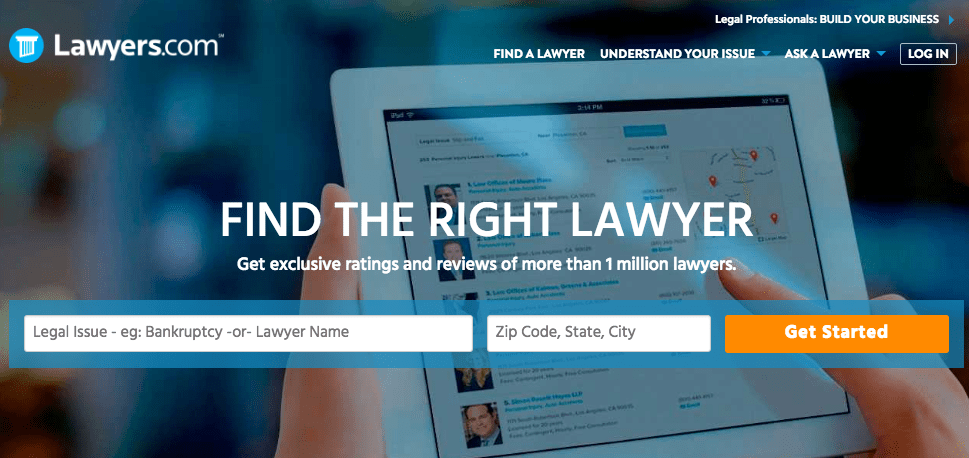 Lawyers.com home page