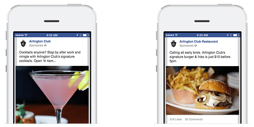 Sample Facebook ads designed specifically for certain demographics