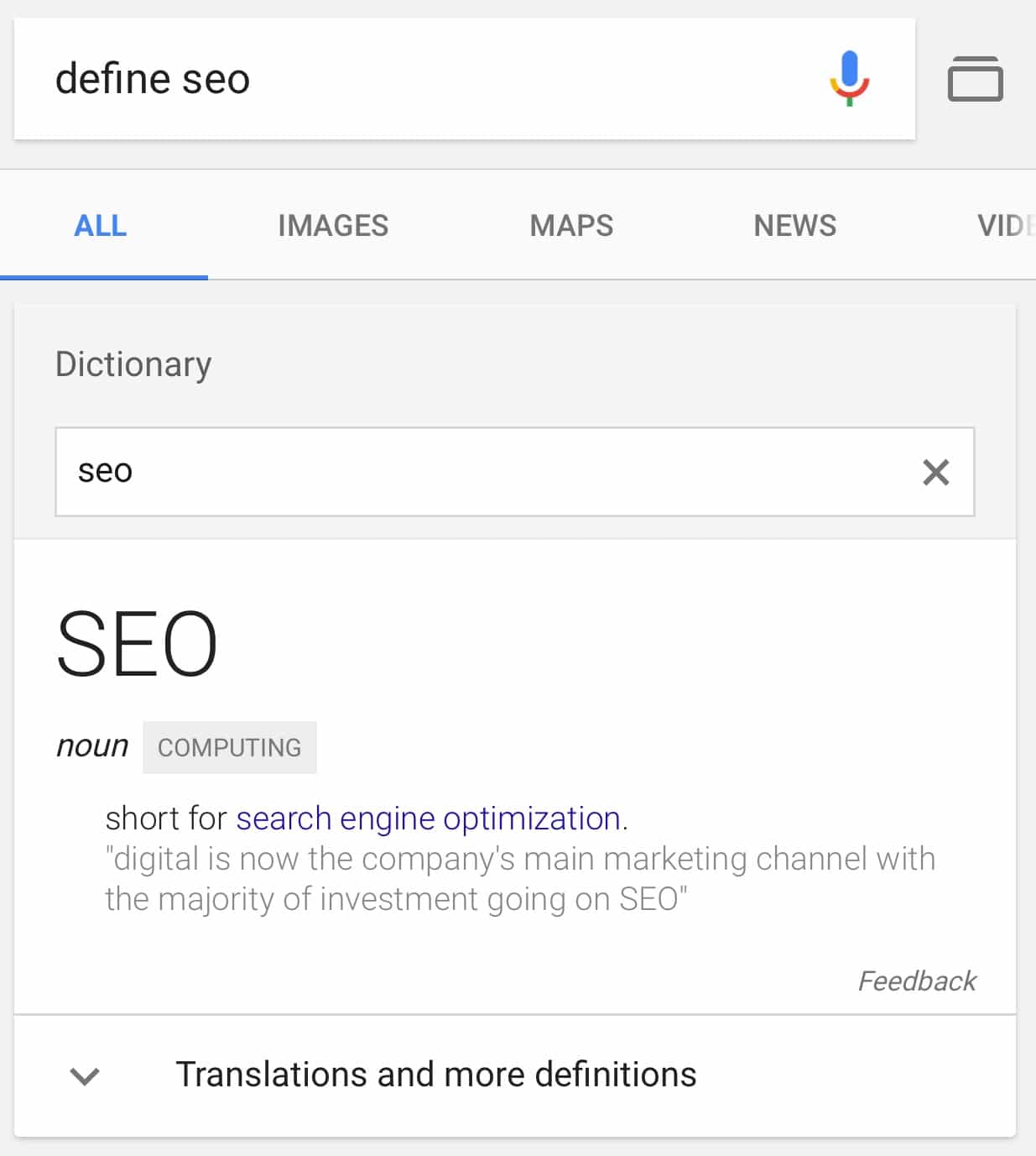 Google Adds a Search Box to Dictionary Cards
