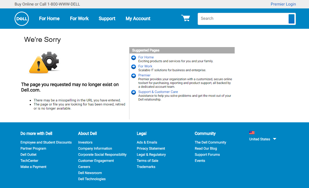 Dell 404 error page