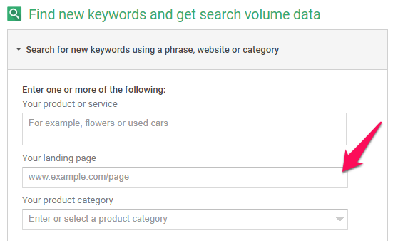 Google Keyword Planner Screenshot