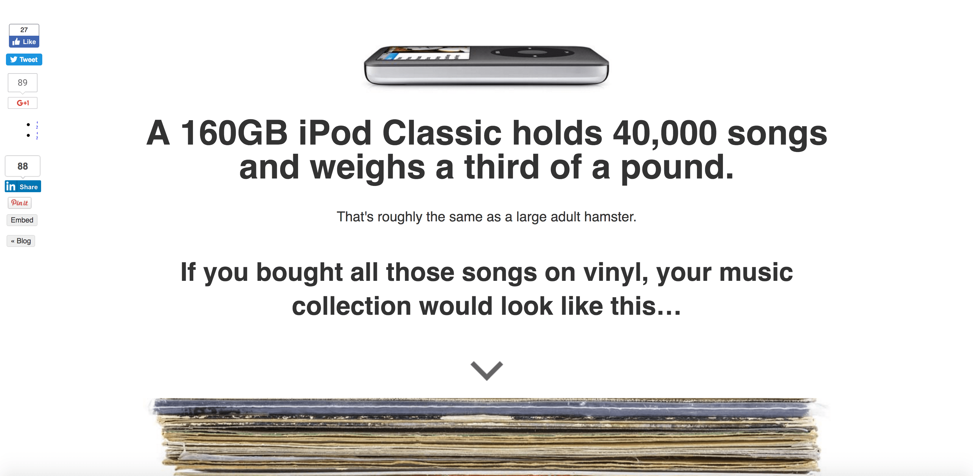 'The Capacity of an iPod Visualized as Vinyl' Screenshot