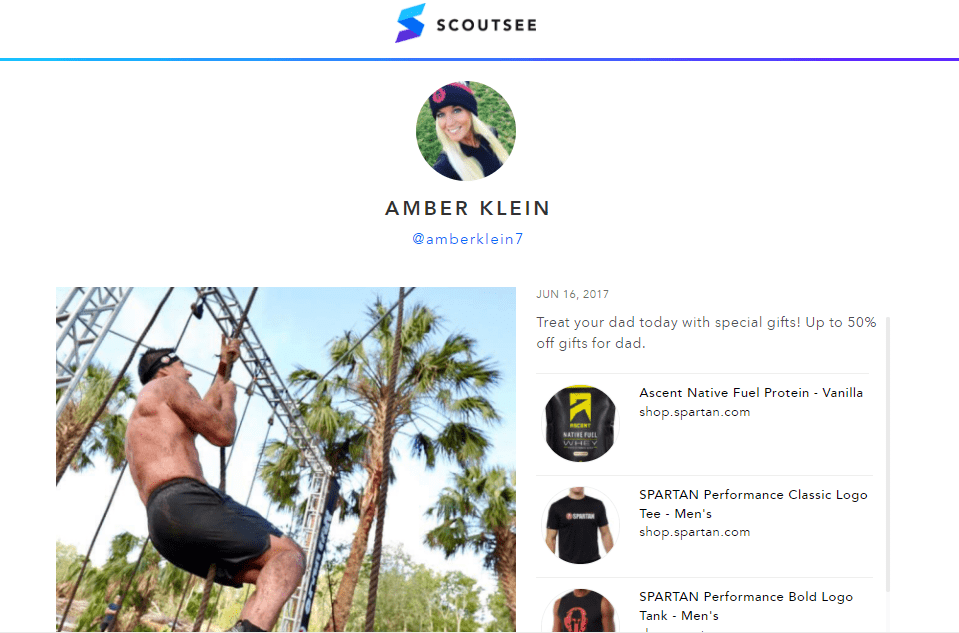 Screenshot of Amber Klein’s Instagram profile