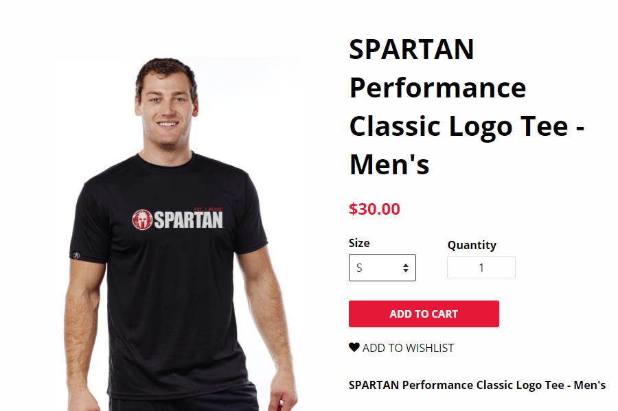 Screenshot of Spartan Race product page