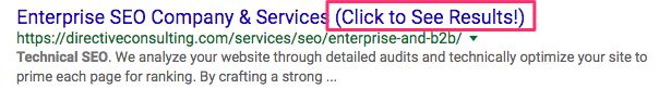 Example of Enticing Headline in SERPs