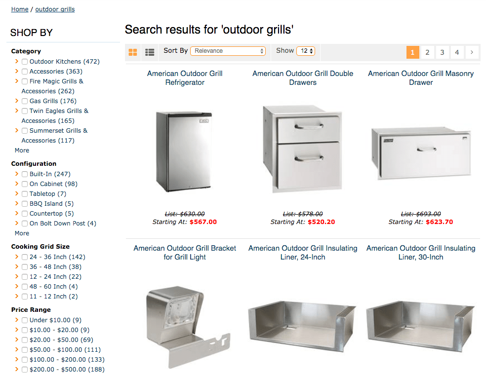 E-commerce Search Results Page