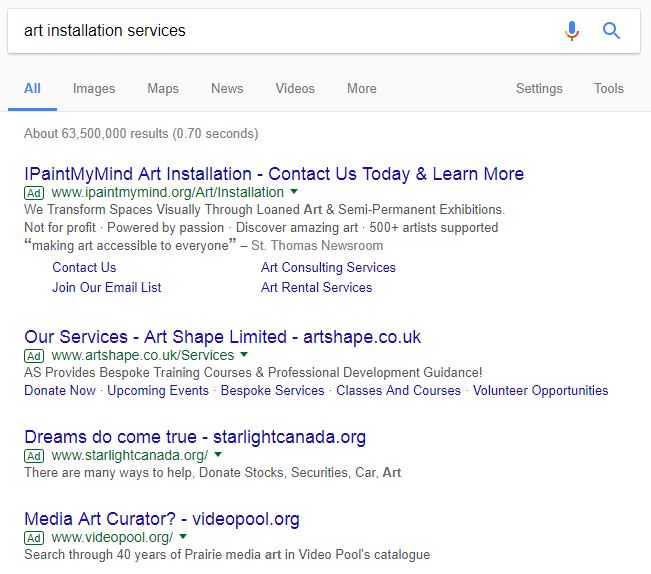 Example of Competitors for Art Installation Services