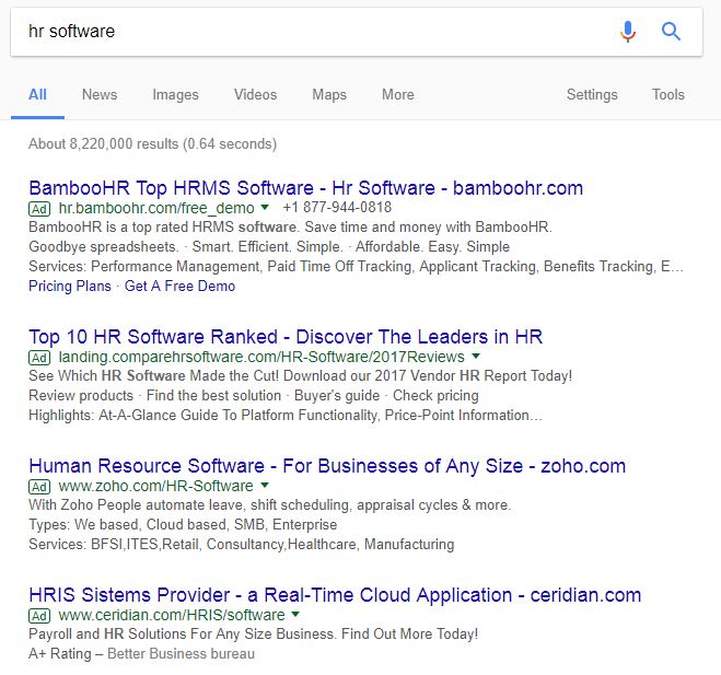 Example HR Software Competitors