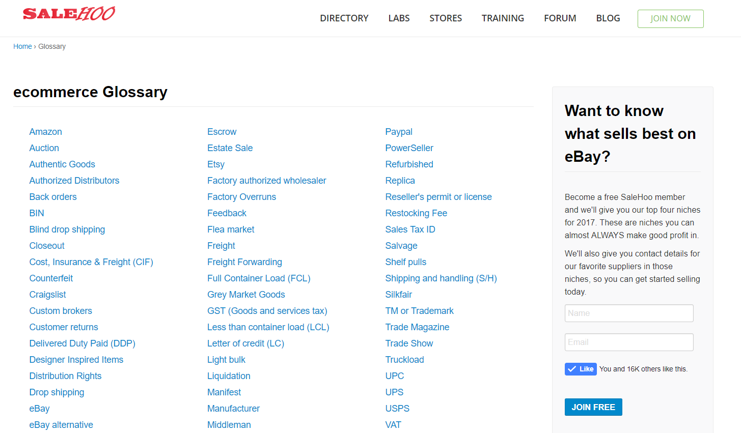 SaleHoo ecommerce Glossary