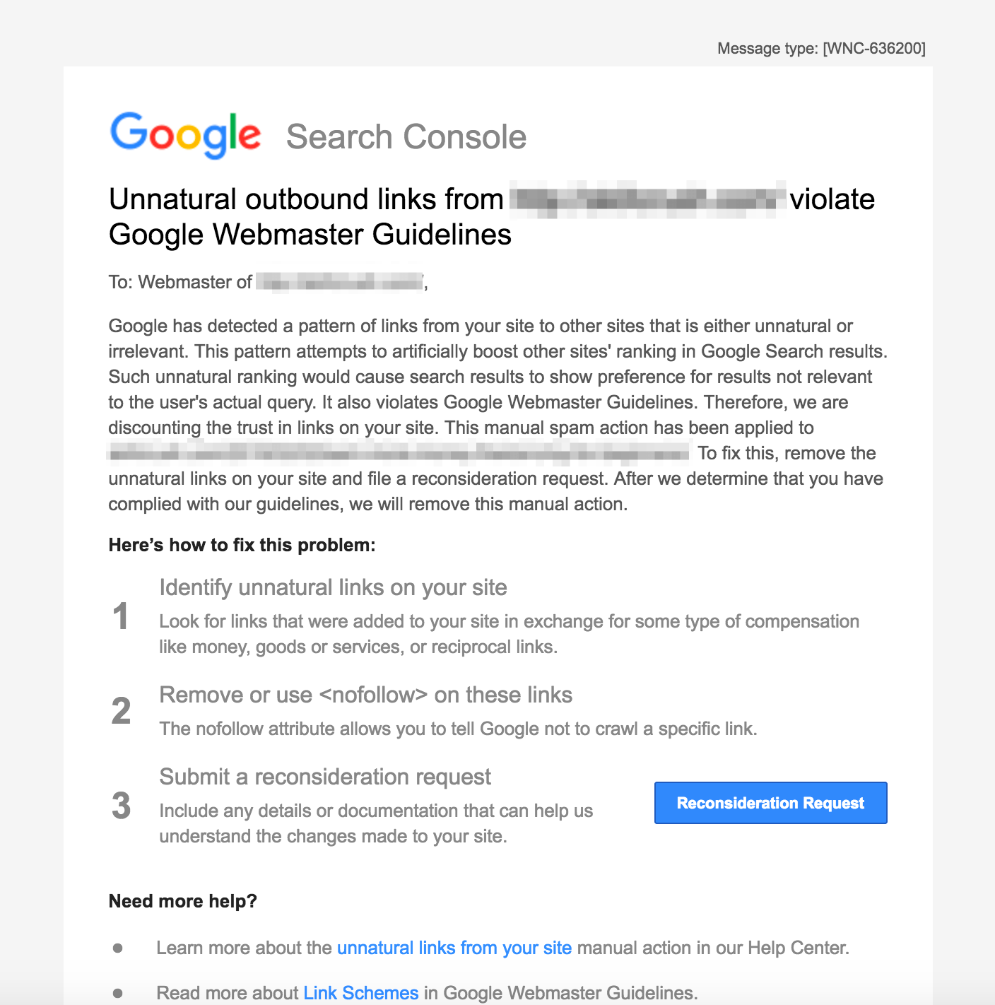 google search console manual actions