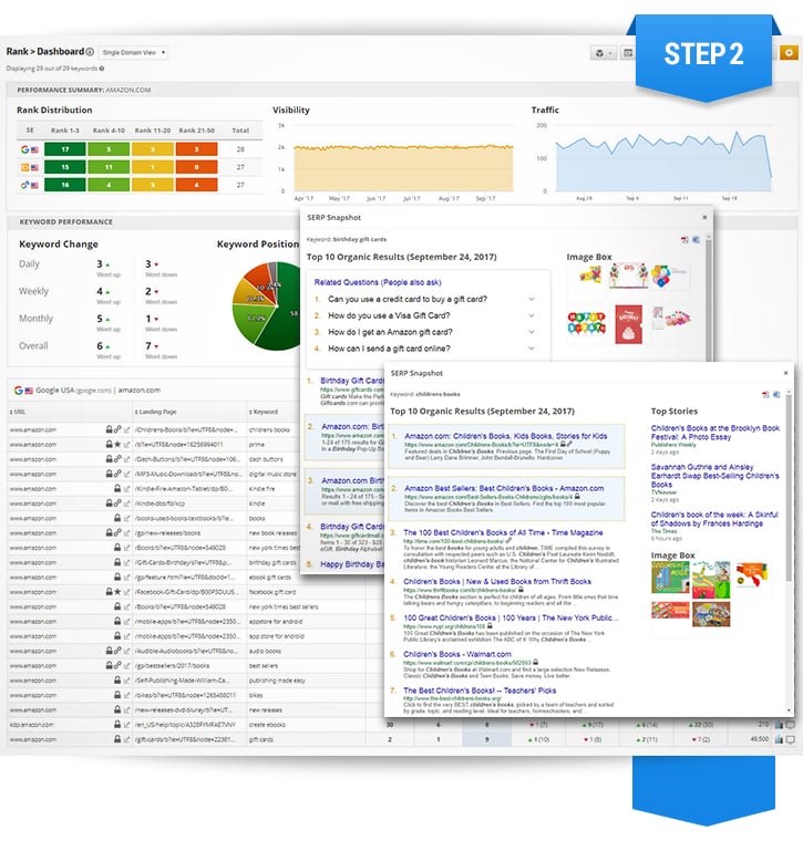 Multi-layered Rank Dashboard with SERP Snapshots