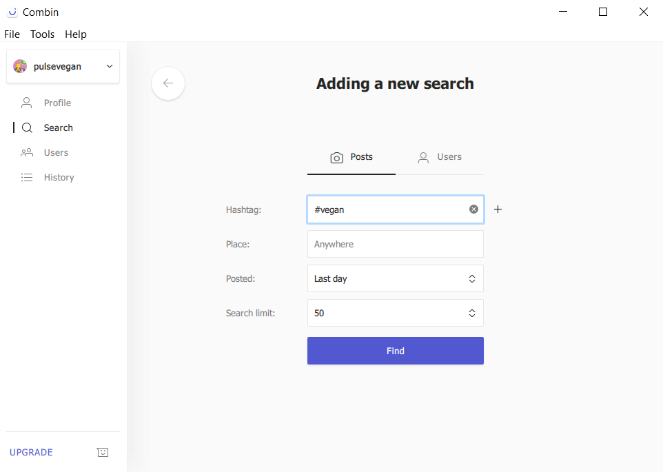 adding a new search in combin
