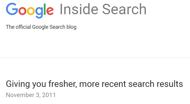 Google Freshness Update Nov 2011