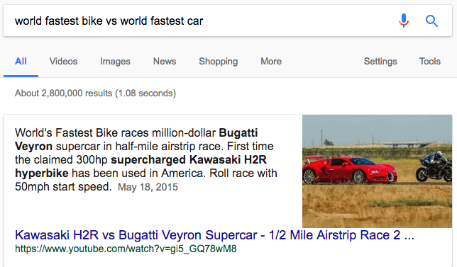 youtube featured snippet