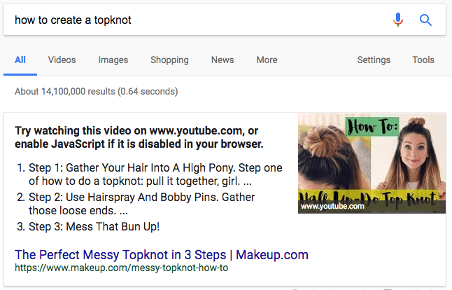 featured snippet example