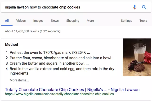 recipe featured snippet