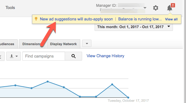 adwords ad suggestions notification