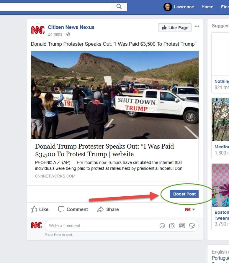 Boosting fake news with Facebook ads