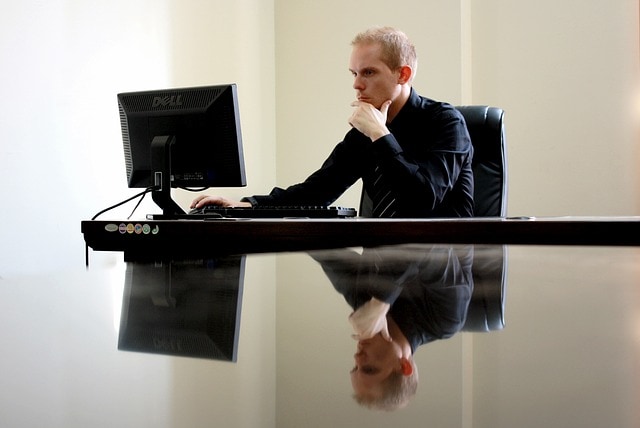 Entrepreneur at computer