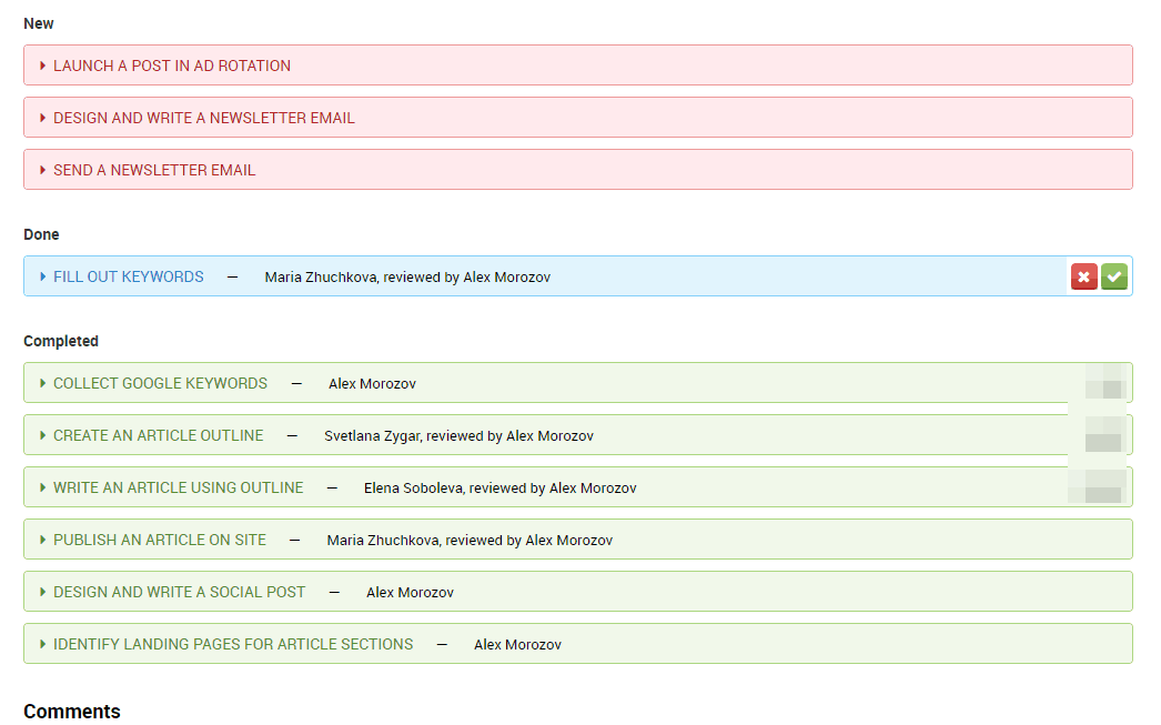 An example of workflow system