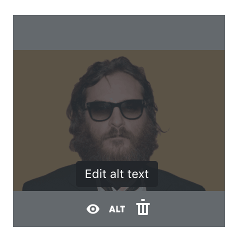 Setting the ALT text for an image, at an im