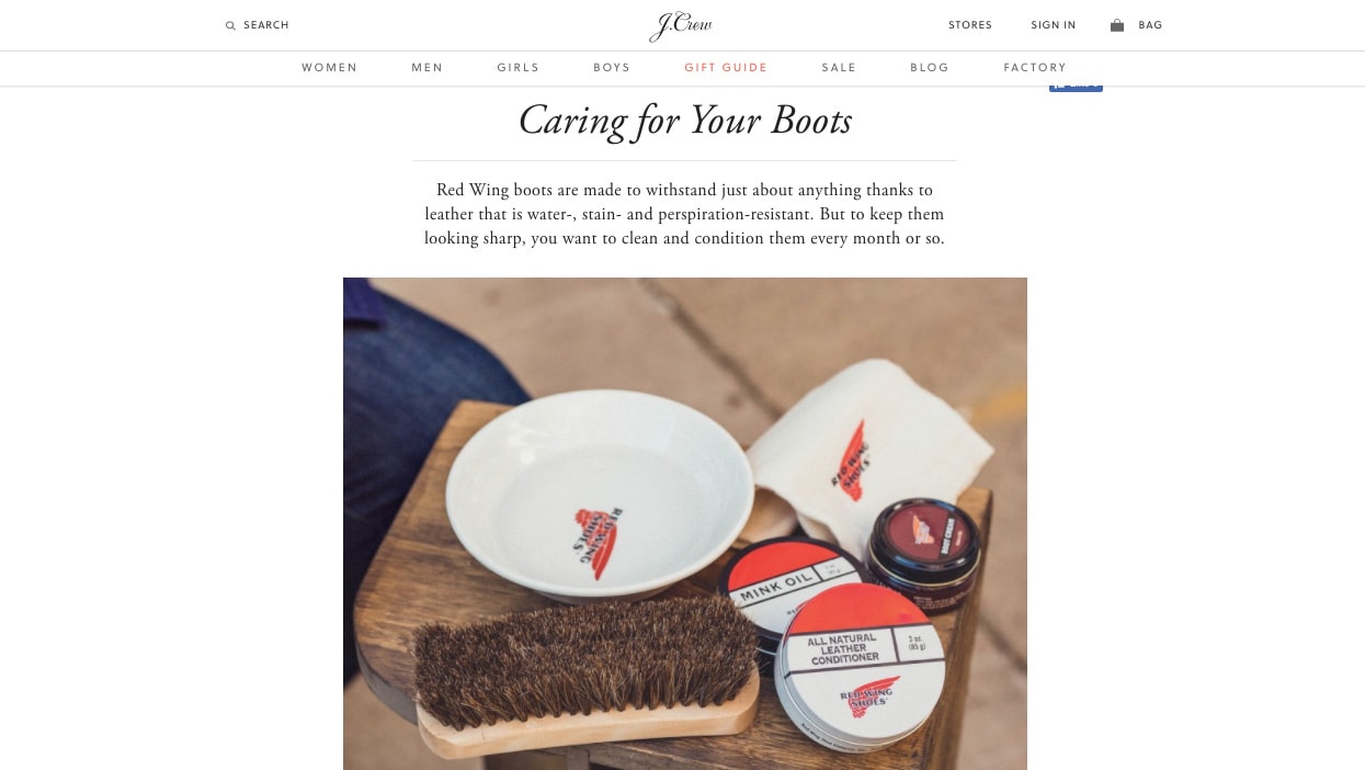 JCrew Caring For Your Boots
