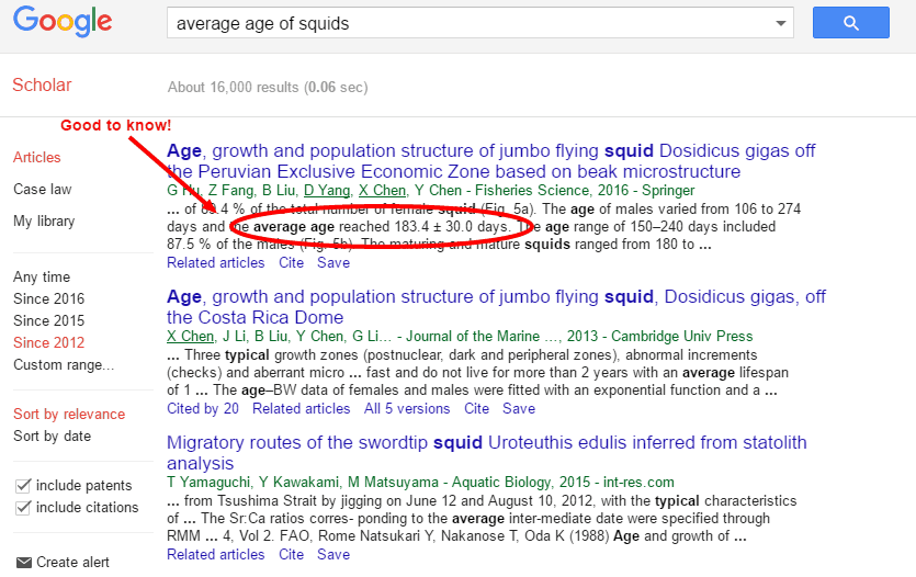 Screenshot of a Google Scholar search