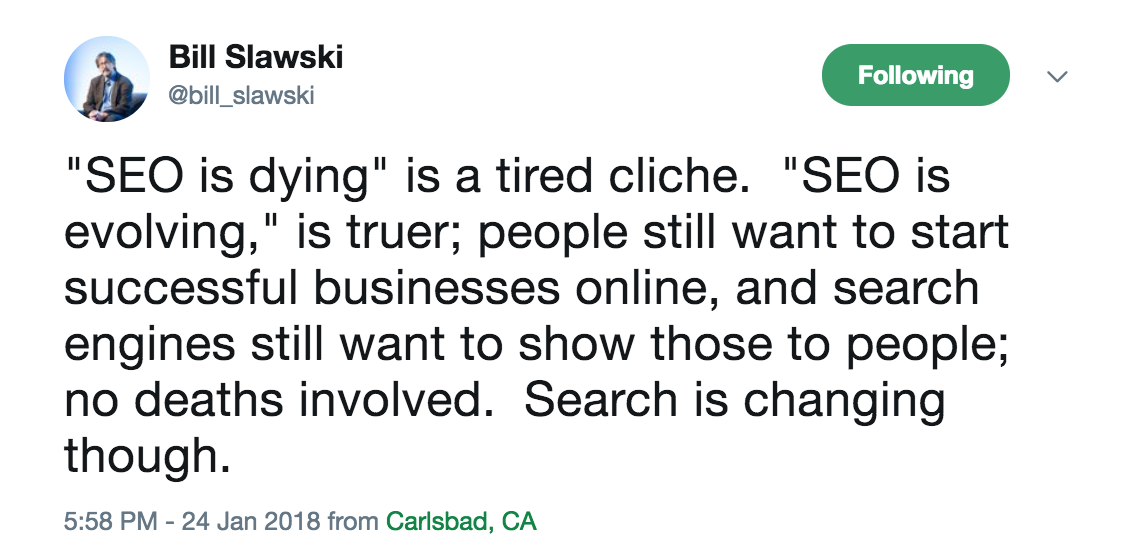 SEO is Dead Tweet