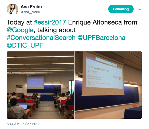 Enrique Alfonseca talking about conversational search in Barcelona