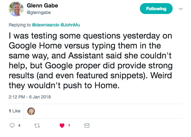 Glenn Gabe on different results on home and desktop