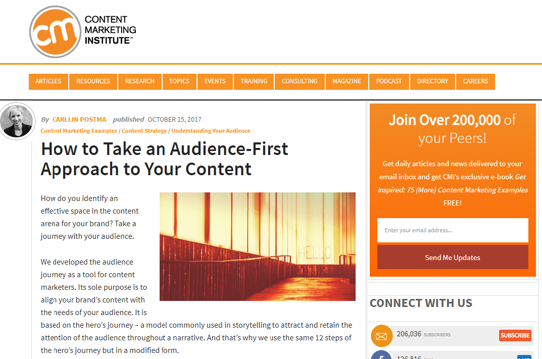 Audience first. Daily article. Institutions and articles.