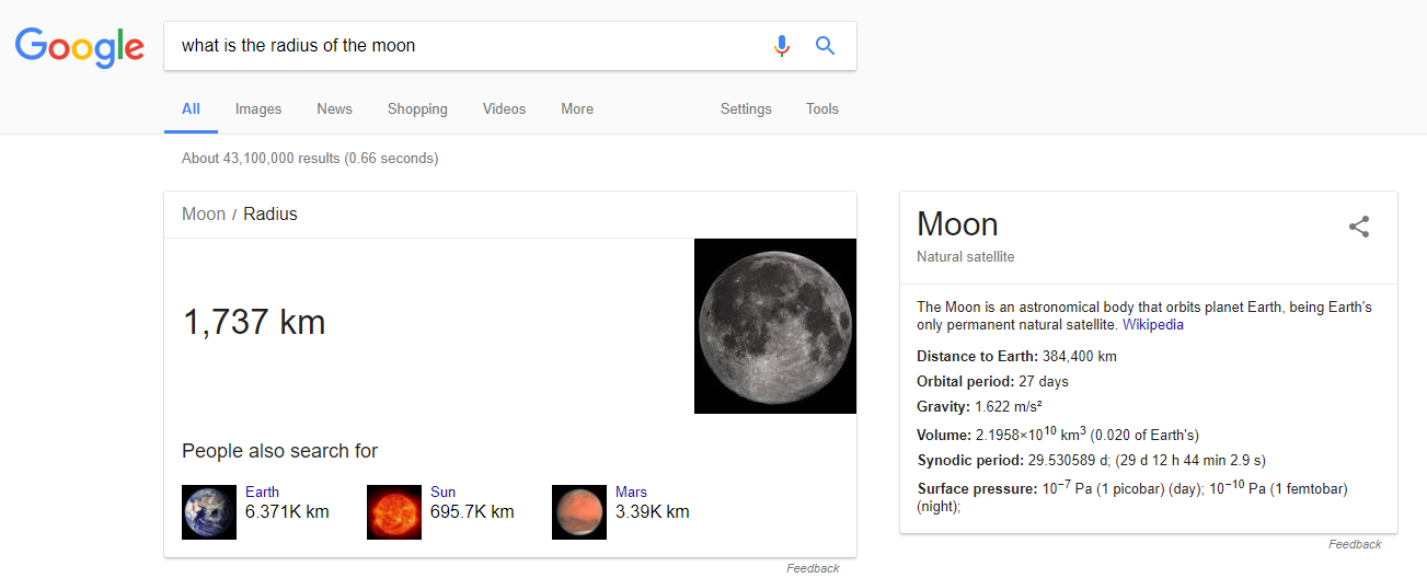 what is the radius of the moon rich answer