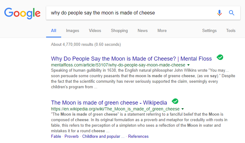 why do people say the moon is made of cheese search results