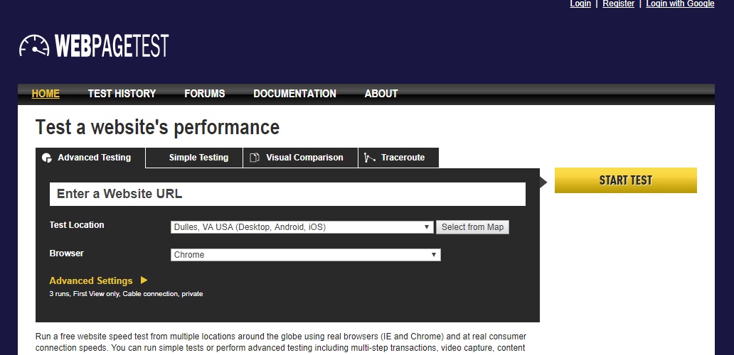 Results connect. WEBPAGETEST. Test website. Website Performance. Wp Performance Tester.