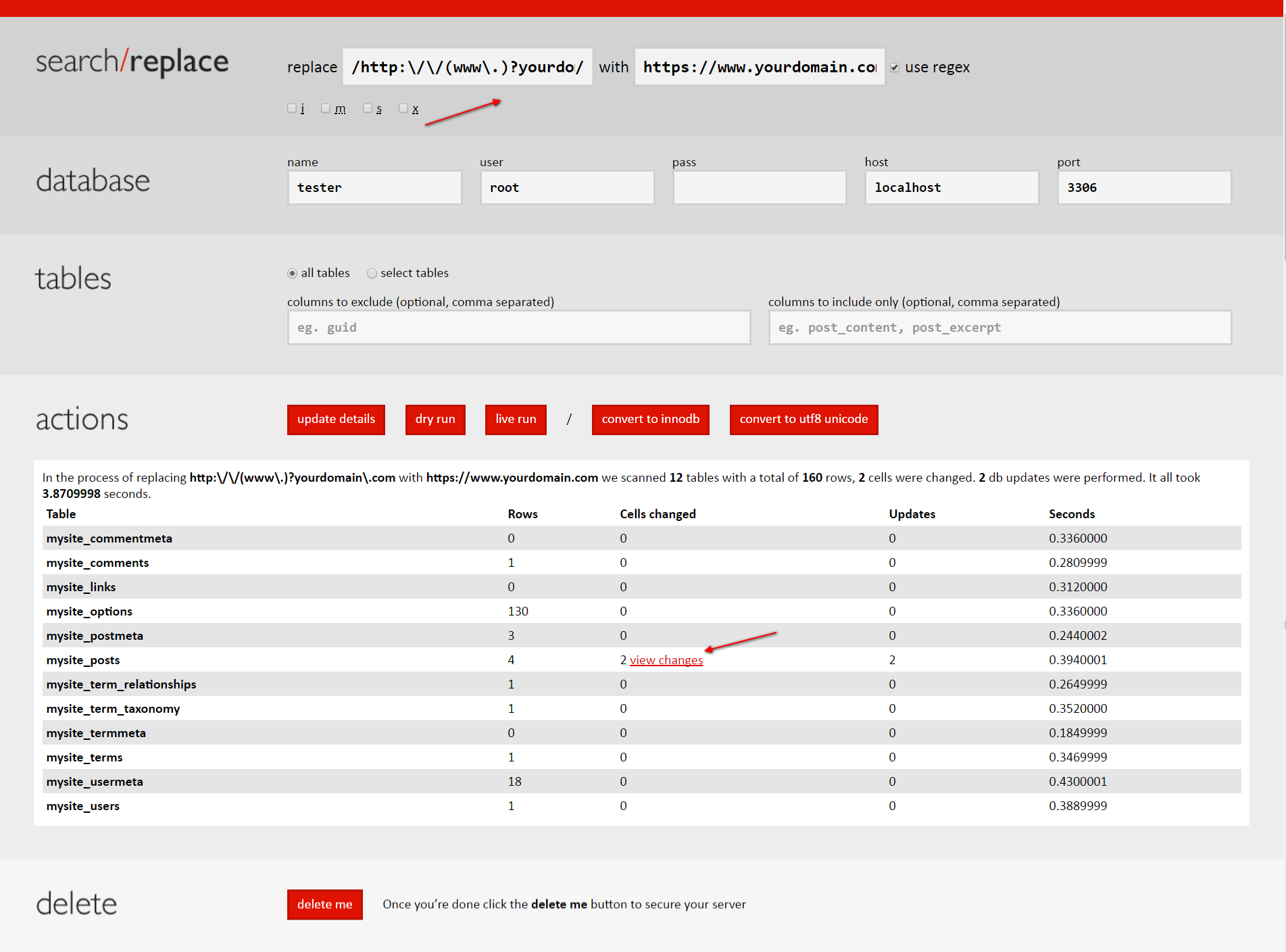 search replace in database tool