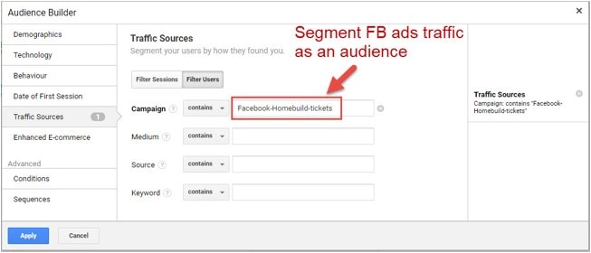 segment fb ads traffic as an audience