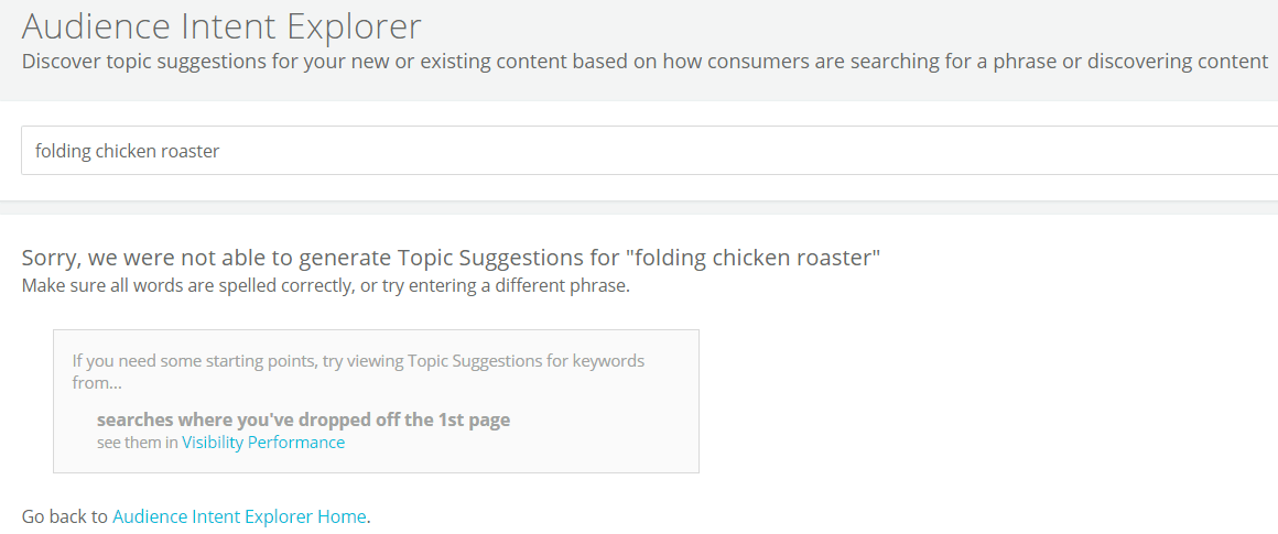 audience intent explorer folding chicken roaster screenshot