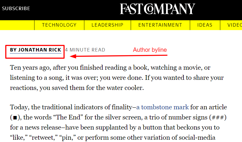 fast company author byline