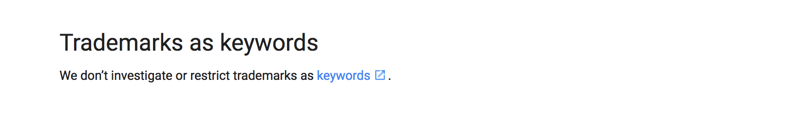 Trademarks as keywords policy.