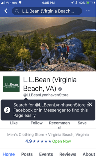 custom facebook page url