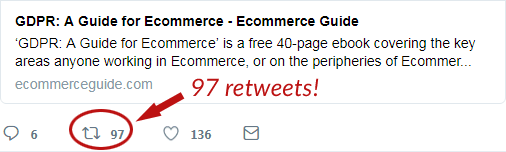 A tweet promoting a PDF document received 97 retweets, including one by John Mueller of Google.