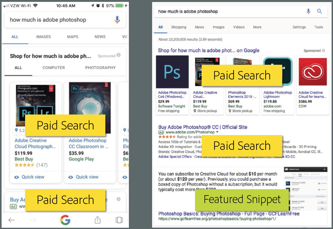 Search experience mobile vs desktop