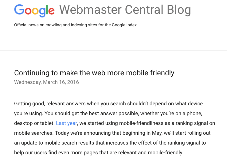 Google Webmaster Central blog