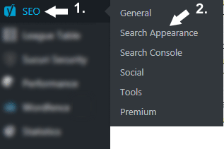 How to navigate to the Yoast SEO Plugin Search Appearance tab.