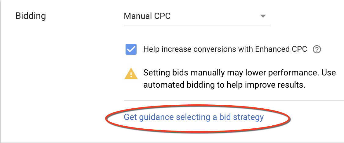 bid strategy - get guidance link